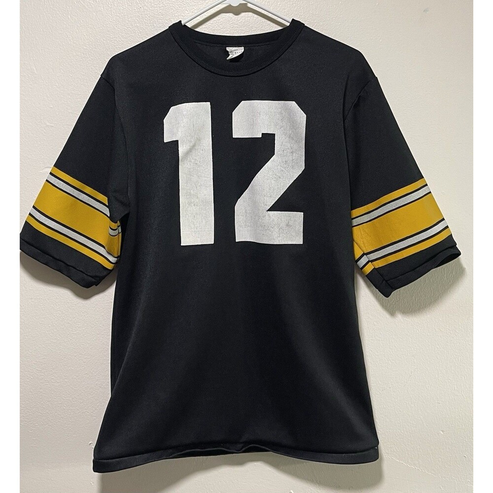 NFL Pittsburgh Steelers Bradshaw 12 Shirt 70s Large 27" long 38" Chest USA Vtg